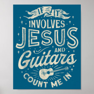 Poster Se Envolve Jesus E Guitarras Guitarrista Christi