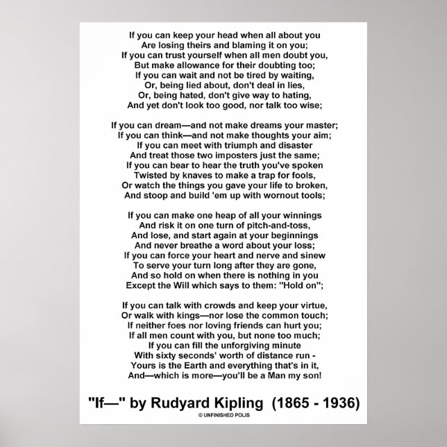 Pôster Se Poema De Rudyard Kipling (Sem Imagem De Kipling (Frente)