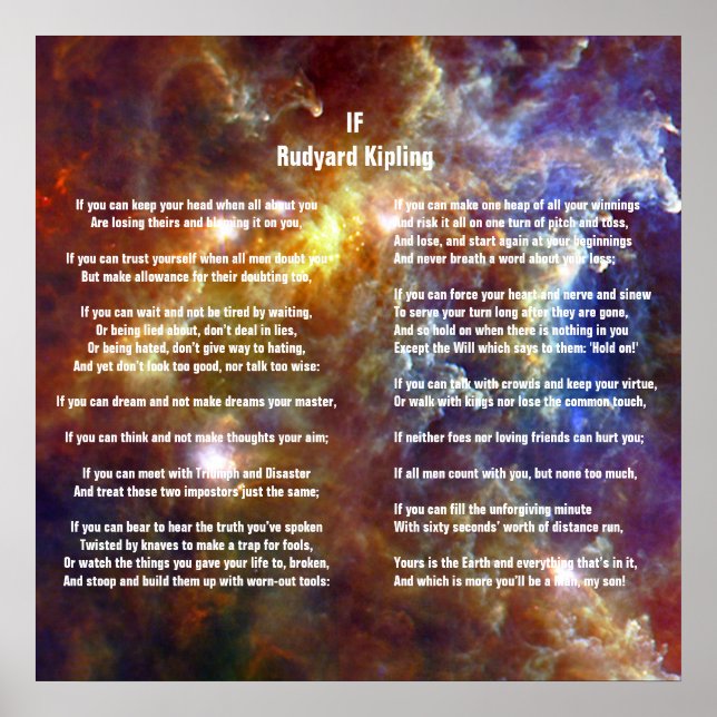 Pôster Se por Rudyard Kipling (Frente)