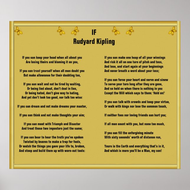 Poster Se por Rudyard Kipling (Frente)