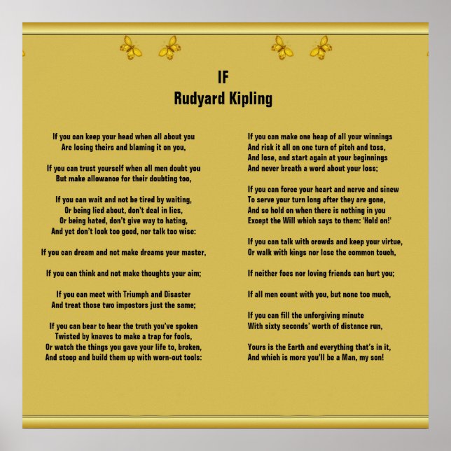 Poster Se por Rudyard Kipling (Frente)