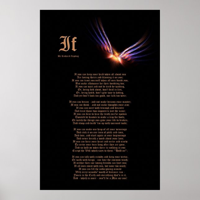 Poster Se por Rudyard Kipling com Phoenix Firebird Impres (Frente)