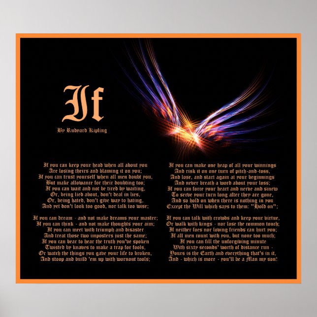 Poster Se por Rudyard Kipling com Phoenix Firebird Impres (Frente)