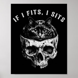 Poster Se serve senta caveira de gato preto gótico meme s