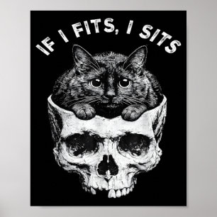 Poster Se serve senta caveira de gato preto meme minimali