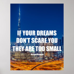 Poster Se seus sonhos não assustam sua citação motivac