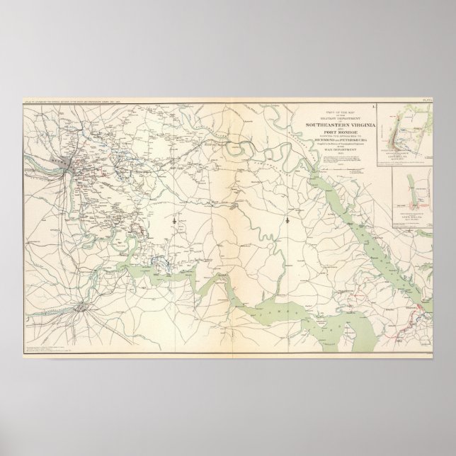 Pôster SE Virginia, Ft Monroe se aproxima de Richmond (Frente)