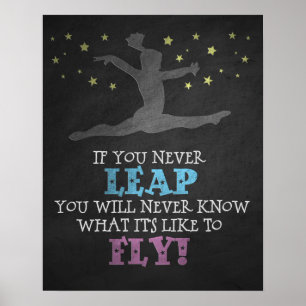 Poster Se você nunca saltar - citação da ginástica Inspir