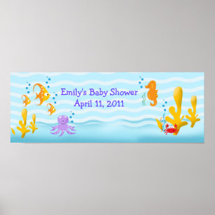Poster Sea Criters Sealife Personalizável Banner de Anive