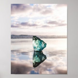 Poster Sea glass at sunset photo print