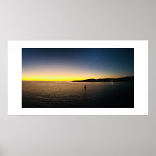 Poster Sea Harbor Sailboat Water Sunset Panorâmica Poste