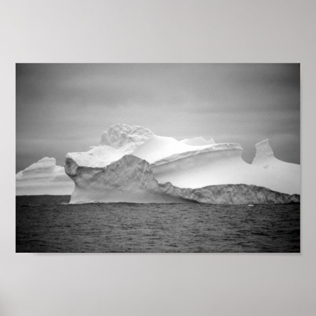 Poster Sea Ice Iceberg Monocromática Antártica Icy Mounta (Frente)