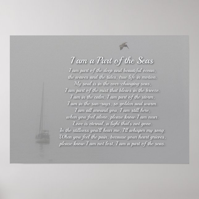 Poster Sea Ocean Spiritual Sympathual Memorial Sailboat (Frente)