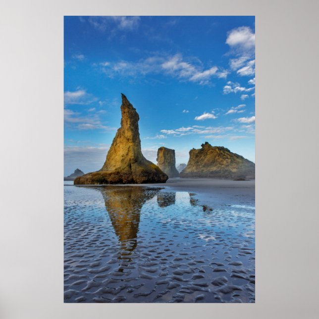 Poster Sea Stacks on Bandon Beach em Bandon, Oregon 3 (Frente)