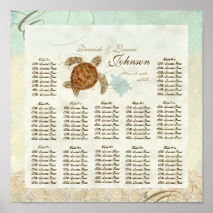 Pôster Sea Turtle Modern Coaster Ocean Beach Swirls Estil