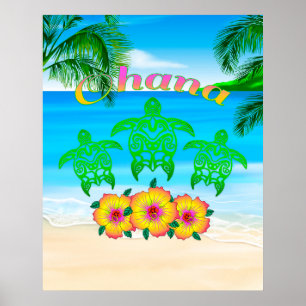 Poster Sea Turtles Hawaiai Honu