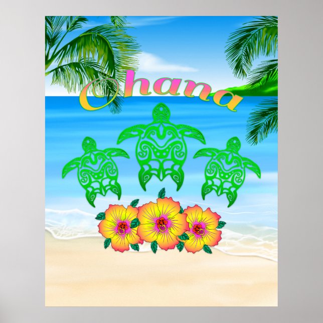 Poster Sea Turtles Hawaiai Honu (Frente)