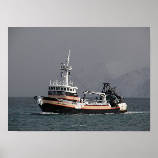 Poster Sea Wolf, arrastador de pesca no porto neerlandês, (Frente)