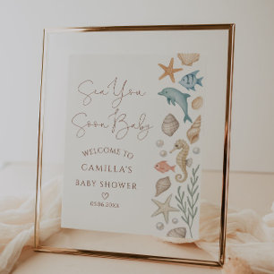 Poster Sea You em breve Chá de fraldas costeiro