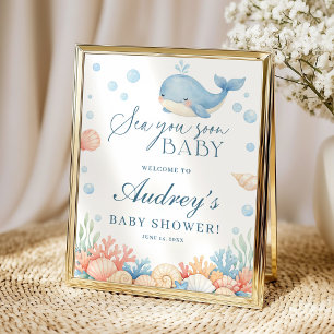 Poster Sea You Soon Coastal Ocean Baby Shower Boas-vindas