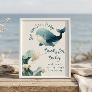 Poster Sea You Soon Livros para o chá de bebê sinal marfi