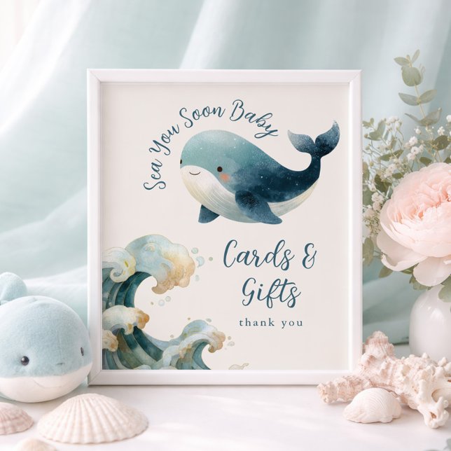 Poster Sea You Soon Whale Cards Gifts Baby Shower ivory (Criador carregado)