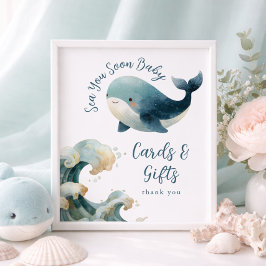 Poster Sea You Soon Whale Cards Gifts Baby Shower Sign