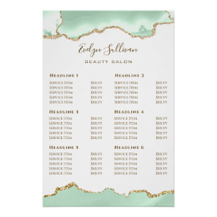 Pôster Seafoam Green Agate Price List Glossy