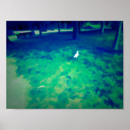 Poster Seagull caminhando na grama Liquify Art Effect