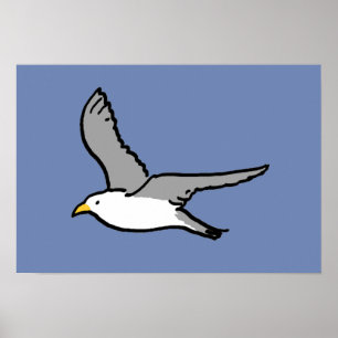 Poster Seagull voador. Um pássaro em voo