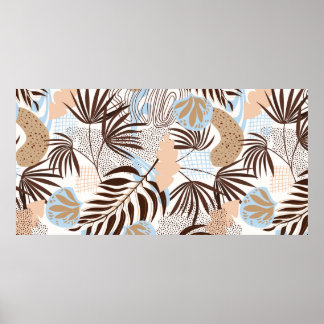 Poster Seamless abstract nature pattern on white backgrou