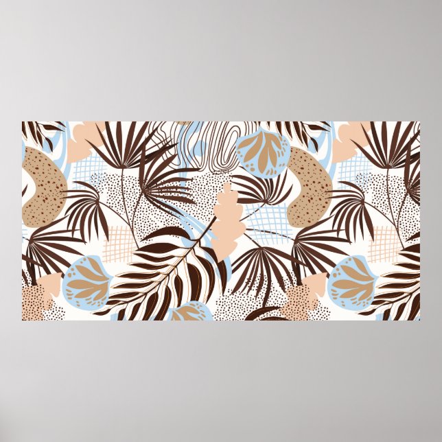 Poster Seamless abstract nature pattern on white backgrou (Frente)