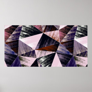 Poster Seamless abstract polygon pattern. Blue, pink, bro