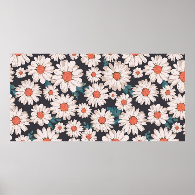 Poster seamless blossom flower, daisy print pattern backg (Frente)