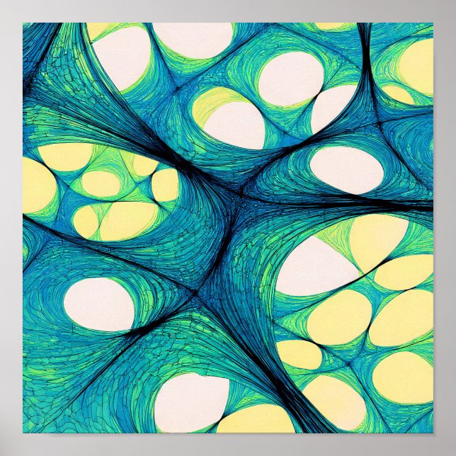 Poster Seamless Electric Flow White Background Pattern (Frente)