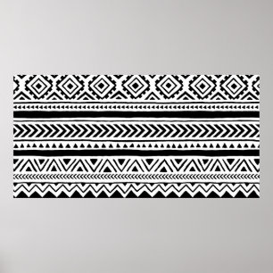 Poster Seamless ethnic and tribal pattern. Handmade. Hori