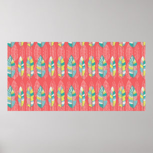 Poster Seamless feather pattern background. Endless color