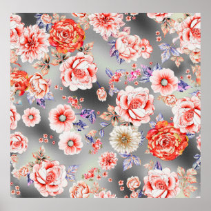 Poster Seamless Floral pattern, with cute flower design T