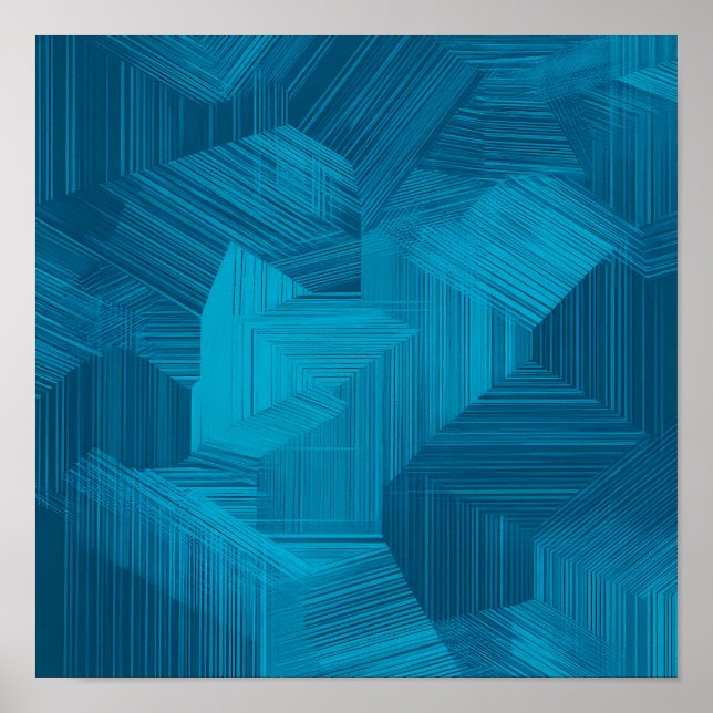 Poster  Seamless High-Contrast Cyan Grid Tiling Pattern (Frente)