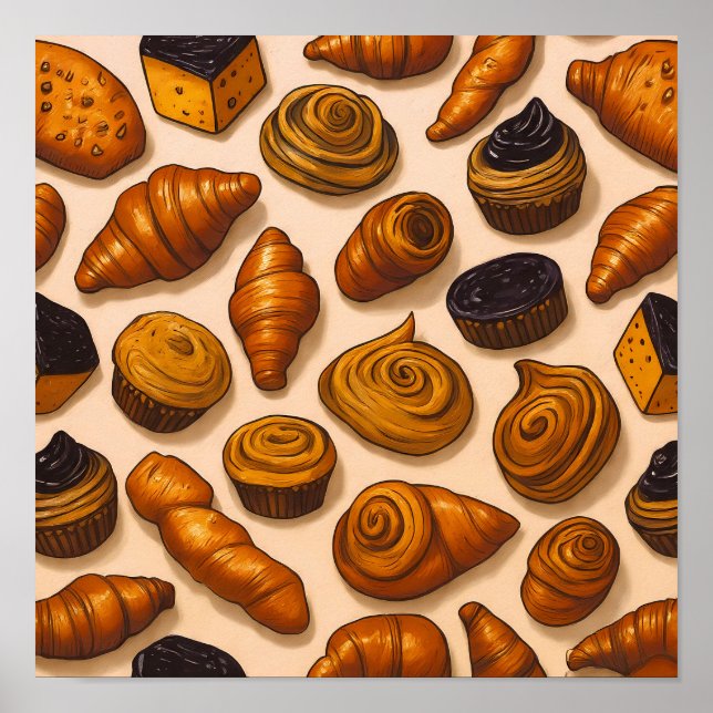 Poster Seamless Laminated Dough Texture Fabric Pattern (Frente)