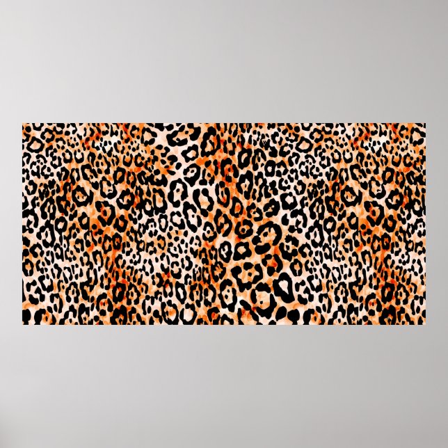 Poster Seamless leopard pattern, hand drawing animal prin (Frente)