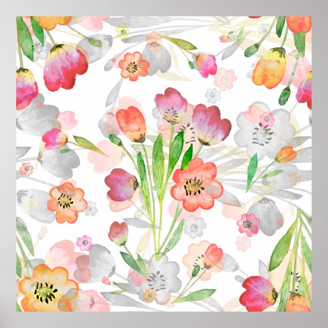 Poster seamless pattern abstracts floral composition tuli (Frente)