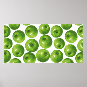 Poster Seamless pattern of green apple