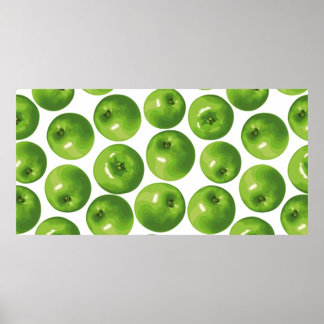 Poster Seamless pattern of green apple (Frente)