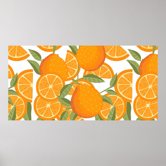 Poster Seamless pattern of orange citrus yellow fruit who (Frente)