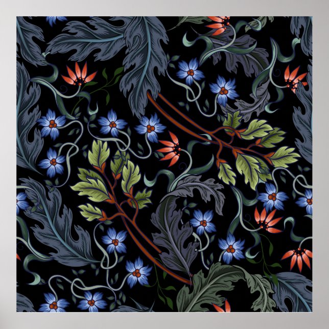 Poster Seamless pattern with flowers in art deco style. M (Frente)