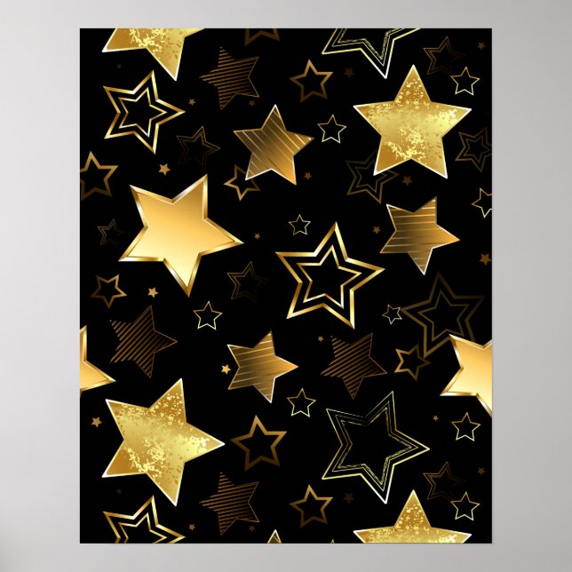 Poster Seamless pattern with Golden Stars (Frente)