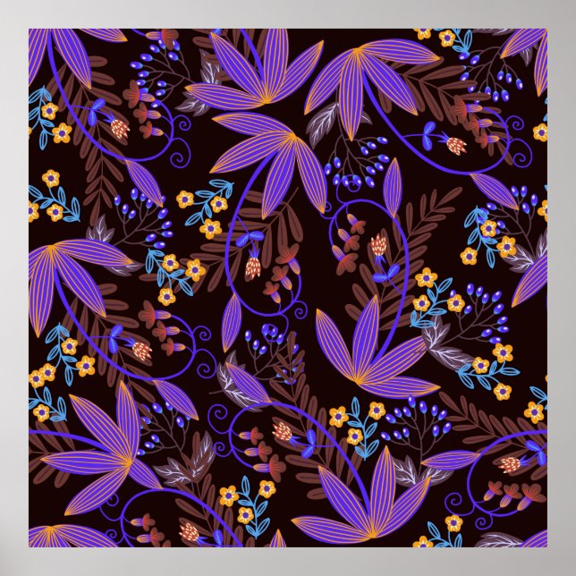 Poster Seamless pattern with tiny vivid flowers. Vintage  (Frente)