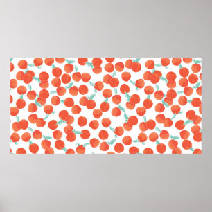 Poster Seamless peach pattern with fruits background. Sum