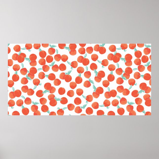 Poster Seamless peach pattern with fruits background. Sum (Frente)